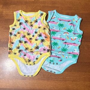 Colorful Palm and Car Print Kids Bodysuits